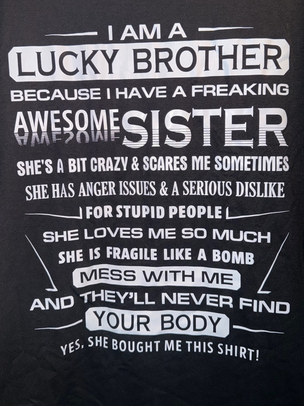 Lucky Brother Graphic Tee shirt Size XL gift for brother- j